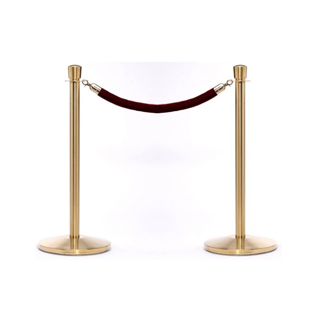Creative Stainless Steel Luxury Velvet Rope Bollard Safety Queue Line Post Stanchion for Hotel Airport Museum Usage