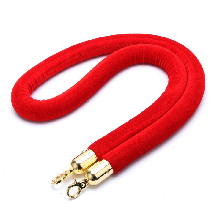 Black or Red Barrier Rope Crowd Control Stanchion Queue Velvet Rope with Silver or Gold Hardware