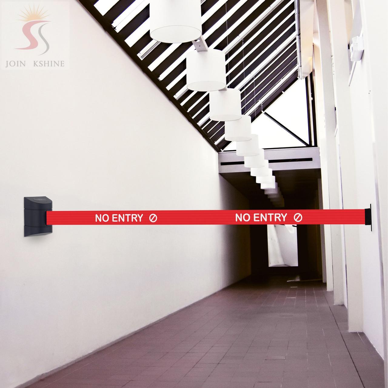 Steel Wall Mount Stretch Belt Barrier with 10 Meters Warning Retractable Strap